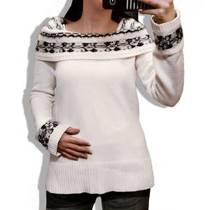 WHBM Embellished Off White Sweater